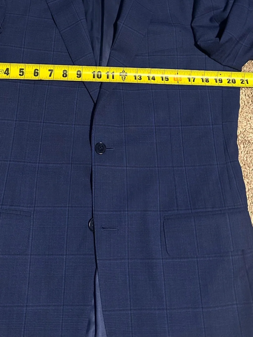 Canali 1934 Impeccabile Wool Classic Fit Navy Blue Tonal Plaid Suit Jacket 40R